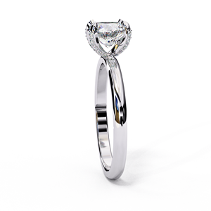 Bague de fiançailles solitaire en or 14 carats avec diamant de laboratoire taille ronde et halo caché - Product Image 3