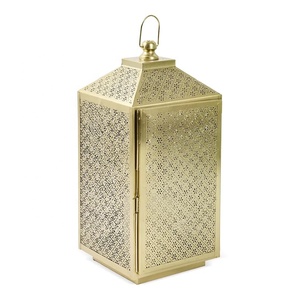2026 Wholesale Moroccan Style <b>Gold</b> Metal Candle Holder <b>Lantern</b> for Tabletop & Floor Home Decorations - Product Image 4
