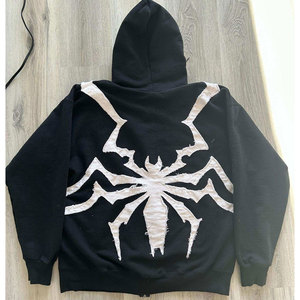 Sweat à capuche unisexe personnalisé par le fabricant, en molleton épais, à épaules tombantes, avec impression par transfert thermique motif araignée, écologique - Product Image 3