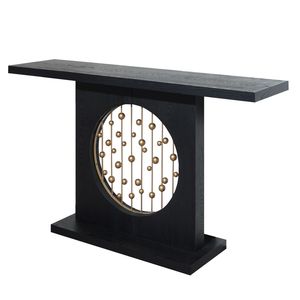 Modern 56in Wood Console <b>Table</b> <b>Black</b> with Gold Accent Decorative Entryway or Narrow <b>Sofa</b> <b>Table</b> for Entrances - Product Image 6
