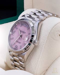 Reloj Mecánico Automático de Lujo con Esfera Rosa de Acero Inoxidable ETA, Diamantes, Números Romanos, Cristal de Zafiro, Resistente al Agua 10 Bar - Product Image 4