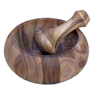 Mortier et pilon en bois massif 157 – Ensemble écologique en bois naturel pour broyer les herbes et les épices – Outil de cuisine manuel - Product Image 2