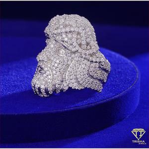 Anillo de Plata de Ley 925 con Cabeza de Hombre Barbudo y Diamantes de Moissanita, Joyería de Lujo al por Mayor - Product Image 2