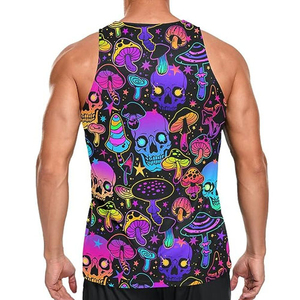Men's Psychedelic <b>Skulls</b> Tank <b>Top</b> O-Neck Sublimation Print Quick Dry Streetwear Knitted Sleeveless <b>Top</b> - Product Image 2