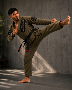 ชุดยิวยิตสู BJJ สีเขียวมะกอกสำหรับผู้ชาย ผ้าฝ้าย ผลิตจากโรงงานโดยตรง รับสกรีนโลโก้ ทนทาน ระบายอากาศได้ดี ไม่หดตัว ชุดศิลปะการต่อสู้ - Product Image 3