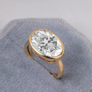 Bague de fiançailles/mariage vintage en or 14 carats pour femmes coupe ovale diamant cultivé en laboratoire IGI certifié bijoux de réglage de broches pour - Product Image 3