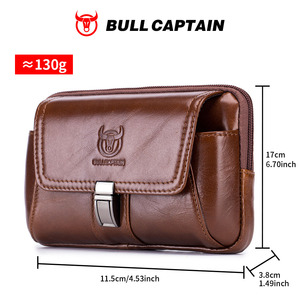BULLCAPTAIN Genuine Leather Small Waist Bag <b>for</b> <b>Men</b> Casual Outdoor Fanny Pack Phone <b>Pouch</b> Multifunction Shoulder Crossbody Bags - Product Image 5