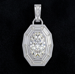 Colgante unisex de diamante cultivado en laboratorio con corte modificado, colgante halo para hombres y mujeres, collar geométrico llamativo, colgante único - Product Image 1