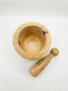 Ensemble mortier et pilon en bois de manguier artisanal de qualité supérieure - Bol à épices durable, mortier et pilon en bois pour la cuisine au meilleur prix - Product Image 2