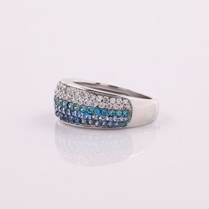 Blue White Lab Diamond Pave 110 Stones 14KT White Gold IGI Certified Luxury Wedding <b>Ring</b> Eternity Style Anniversary Promise - Product Image 2