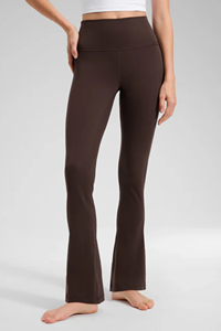 STONEX <b>Women</b> High Waist <b>Boot</b> Cut Leggings Solid Color Side Stripe Sporty Yoga Pants Breathable Knitted Full Length <b>Summer</b> - Product Image 2