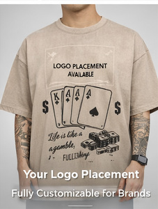 เสื้อยืดโอเวอร์ไซส์ผ้าถักพิมพ์ลายกราฟิกโป๊กเกอร์ด้านหน้าแบบสั่งทำพิเศษ สไตล์วินเทจ ลุคสตรีทแวร์  พร้อมพื้นที่ว่างสำหรับสกรีนลายตามสั่ง - Product Image 2