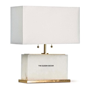 Natural Marble Rectangular Shape White Shade Decorative Desk Lamp Luxury Nordic <b>Table</b> Lamps Home Decor - Product Image 1