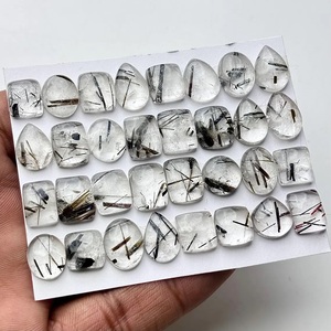 Black Rutile Quartz Cabochon Natural Flat back Loose Gemstones for Jewelry Making Stone - Product Image 3