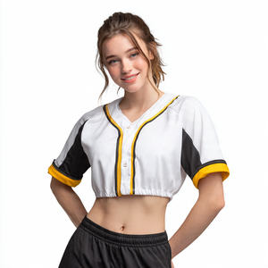 Maillots de baseball en polyester pour femmes, logo d'équipe personnalisé, nom et numéro imprimés, chemises de sport à manches courtes boutonnées - Product Image 3