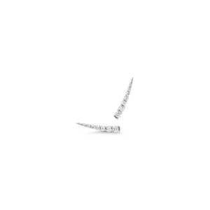 Lab Grown Diamond Ear Climber Earrings Pave Set Minimalist 10K 14K 18K Solid Gold 12mm Linear Bar Curved <b>Post</b> Pairs For Women's - Product Image 3