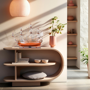 Zeven Provincien modelo de cedro hecho a mano barco pintado artesanía artesanal de madera con soporte de exhibición artículo de regalo OMH suministros para manualidades - Product Image 6