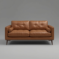 Canapé deux places en cuir véritable de qualité supérieure, dossier capitonné, style moderne, avec coussin décoratif, canapé-lit Villa, vente en gros, mobilier de salon