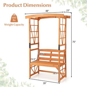 Arco da Giardino Multifunzionale 2-in-1 con Panchina, 39FT X 15.5FT, Capacità 660 Libbre, in Legno di Abete e Acciaio con Rivestimento Resistente alle Intemperie, per Parchi - Product Image 4