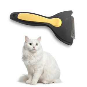 Râteau pour animaux de compagnie double face en acier inoxydable et plastique avec dents arrondies, outil de démêlage doux pour la peau, idéal pour l'élimination du sous-poil épais - Product Image 5