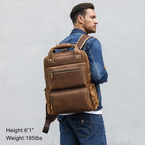 Vintage Tan Leather <b>Backpack</b> Men Travel <b>Laptop</b> Rucksack Large Outdoor Hiking Daypack School <b>Work</b> College Bookbag - Product Image 6