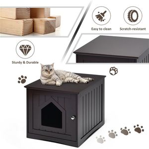 Lettiera per Gatti di Lusso in Legno Marrone da 20 Pollici, Grande Capacità, Tavolino da Salotto - Product Image 5