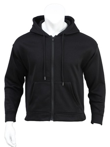 Sweats à capuche unisexes 100% coton, respirants, anti-rétrécissement, doublés, à motif uni, tricotés, à fermeture éclair, écologiques, élégants et confortables - Product Image 5