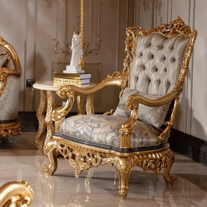 Juego de Sofás Tapizados en Madera de Teca de Lujo Royal Heritage, Tallados a Mano, Muebles Clásicos Europeos para Sala de Estar, Estilo Palacio Premium - Product Image 4