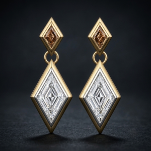 Lozenge Cut <b>Dangle</b> <b>Earrings</b> Women's 18K Yellow Gold Lab <b>Diamond</b> Classic Wedding Gift IGI Certified F VVS2 Clarity Jewelry - Product Image 3