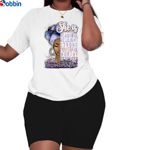 Conjunto de Camiseta y Pantalones Cortos Estampados, Ropa Casual Holgada, Personalizada, Nueva Moda de Verano, Conjunto de 2 Piezas para Mujer, Manga Larga - Product Image 2