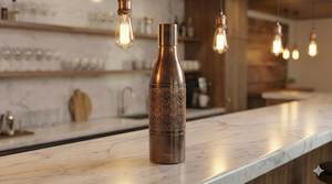 Curio Craft CC CWB 26 Copper <b>Water</b> <b>Bottle</b> Classic Design Portable Travel Drinkware Reusable Eco-Friendly Lids Included - Product Image 2