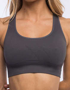 ZULARI IMPEX Soutien-gorge de sport sans manches sans couture couleur unie ajusté pour femme en coton avec fermeture éclair 2-en-1 - Product Image 3