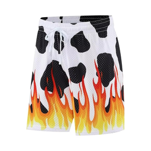 Compre Ahora Pantalones Cortos Deportivos de Malla con Estampado de Llamas para Hombre, Transpirables, de Secado Rápido, Casuales de Verano, con Logotipo Personalizado, Proveedor Mayorista OEM ODM - Product Image 4