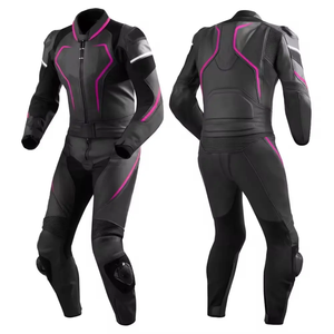 Combinaison de course moto en cuir pour homme, manches longues, noir et rose, coupe ajustée, coupe-vent, toutes saisons - Product Image 5