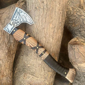 Hacha Vikinga Histórica Industrial, Hecha a Mano, con Cabeza de Acero, Mango de Madera y Empuñadura de Cuero, de Alta Calidad, Regalo Temático Nórdico Tradicional - Product Image 2
