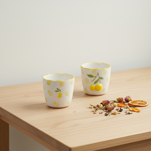 Taza de Té de Porcelana Fina de Primera Calidad 3460983CUPB-0.2, Nueva, con Estampado de Limón Amarillo y Espiral - Product Image 3