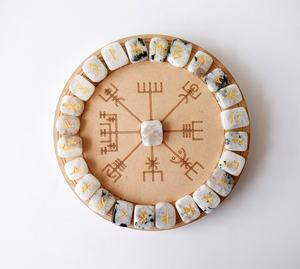 ชุดหินรูนเรนโบว์มูนสโตน คริสตัลเจมสโตน ขัดเงา คุณภาพพรีเมียม สลักลายหินบำบัด ฟูทาร์ก มาสคาโท มุนทาฮะ อาเกต - Product Image 3