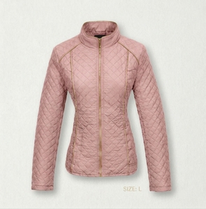 Chaqueta acolchada rosa para mujer, ligera, con cuello alto, cierre de cremallera, abrigo corto, chaqueta tipo burbuja, manga larga, ropa de abrigo para mujer - Product Image 5