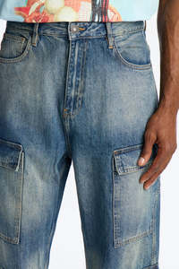 Pantalones Cargo para Hombre, Vaqueros Casuales Lavados en Varios Colores (Azul Oscuro/Negro) - Product Image 3