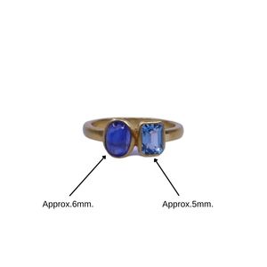 Wedding Wear 925 Sterling Silver Gold Plated Jewelry Blue Topaz Gemstone Women Wear Classic <b>Couple</b> <b>Ring</b> - Product Image 2