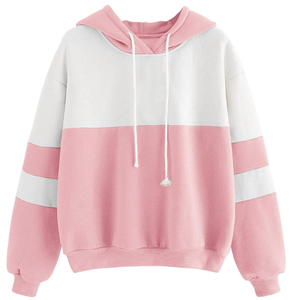 เสื้อฮู้ดผู้หญิง เสื้อสเวตเตอร์แขนยาว เสื้อพูลโอเวอร์ บล็อกสี เสื้อฮู้ดผ้าฟลีซ - Product Image 1