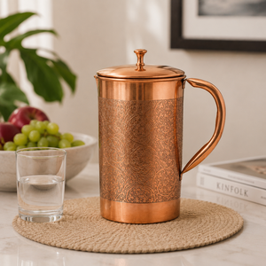 Carafe à eau en laiton de qualité supérieure, faite à la main, gravée, pichet de service décoratif en métal pour table à manger, cuisine, hôtel, restaurant - Product Image 2