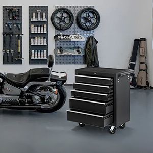 5 Drawer Rolling <b>Tool</b> Chest with Lock Key Top Cushion Drawer Liners <b>Tool</b> Organizer Box <b>Storage</b> <b>Cabinet</b> Wheels - Product Image 3