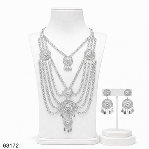 Ensemble collier et boucles d'oreilles pendantes pour femme, élégant, en laiton massif plaqué or, avec zircon naturel, design feuille tendance, pour mariage, chaîne corde - Product Image 4