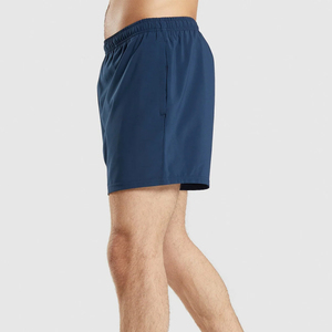 Shorts de sport pour homme, couleur unie, séchage rapide, avec cordon de serrage, taille élastique, poches, longueur mi-longue, style sportif, gris, polyester - Product Image 6