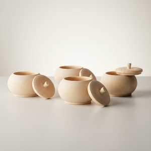 Conteneur de stockage alimentaire rond en bois artisanal avec couvercle hermétique, design minimaliste, utilisation en cuisine, préservation des épices - Product Image 3