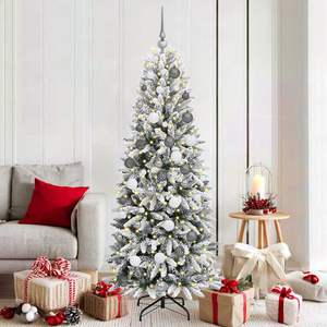 Árbol de Navidad Artificial Blanco de 300 LED de 70.87 Pulgadas con Luces Navideñas Deslumbrantes - Product Image 1