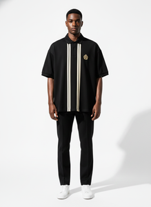 Custom Men Striped Polo Shirts Short Sleeve Quarter Zip Knitted Contrast Golf <b>Bowling</b> ShirtStriped Embroidered Logo Preppy Style - Product Image 6