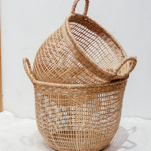 Handmade Eco Friendly Seagrass <b>Basket</b> Natural Storage Bin for Home Decor Woven <b>Wicker</b> Laundry <b>Basket</b> with <b>Handles</b> Custom Logo - Product Image 4