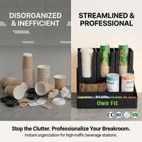 Organisateur de tasses à café en plastique ABS, distributeur à 8 emplacements, support de rangement pour couvercles, porte-tasses de comptoir, pour restaurants et cafés commerciaux